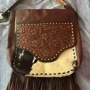American Darling Brown and Tan Leather Crossbody Bag concealed carry